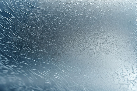 透明玻璃裂纹冬季霜冻的玻璃背景