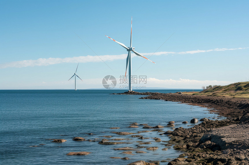 海中的风力涡轮发动机图片