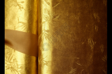 丝带花纹金色的绸缎纹理布匹背景