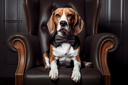沙发上帅气的贝格犬高清图片