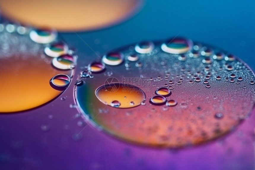 五彩缤纷的油滴水泡创意背景图片