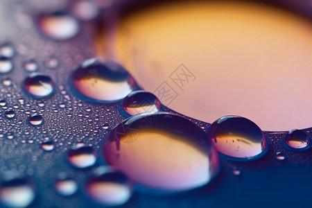 透明的油滴水泡特写图片