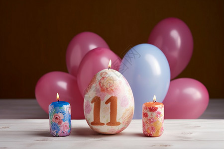 数字蜡烛庆祝生日的彩蛋蜡烛装饰设计图片