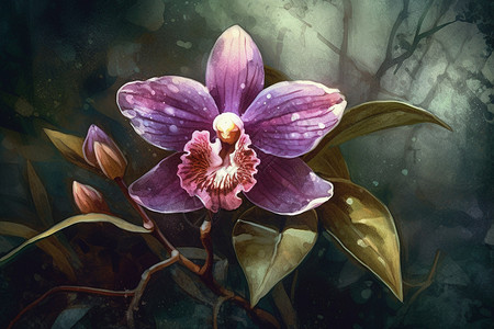 艺术感紫色异域兰花背景图片
