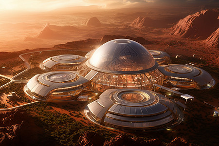 外太空的未来火星殖民地背景图片