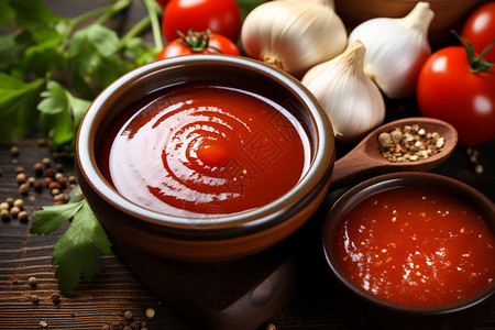 新鲜制作的番茄烧烤酱图片
