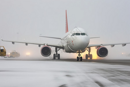 飞机延误机场除雪的场景背景