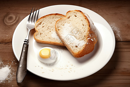 营养的面包片煎蛋早餐图片
