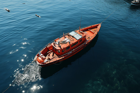 海上醒目的救生船图片