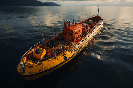 救生船在海面上行驶图片