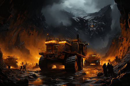 高山黑荞麦高山深处的巨型卡车插画