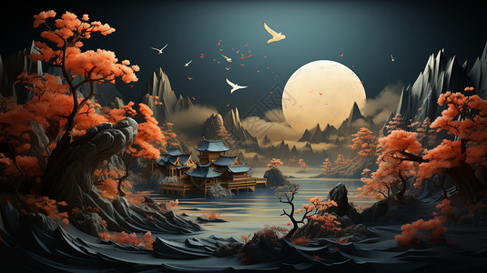 美丽中秋中秋明亮的月亮插画