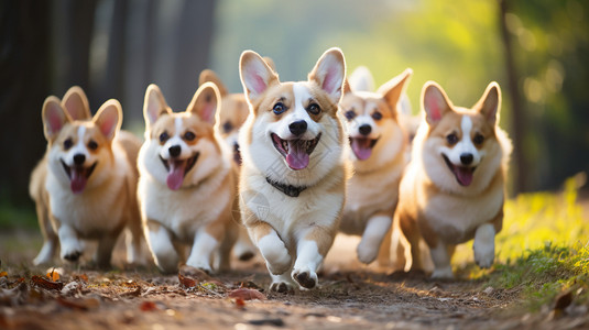 一群狗狗奔跑中的狗狗背景