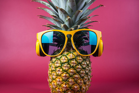 戴墨镜的菠萝背景图片
