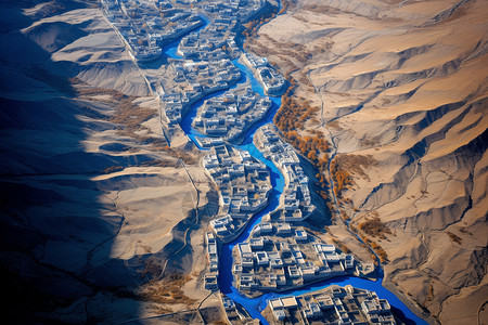 高空俯瞰山川背景图片