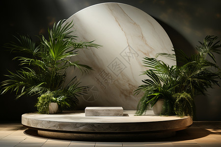 圆形大理石展台背景图片