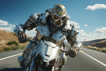 骑摩托车到机器人背景图片