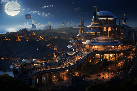 星际探索城市背景图片