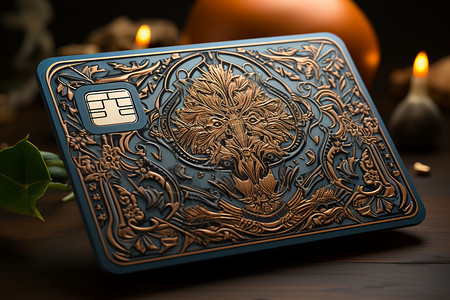 身份象征光影细节中的银行卡镌刻着狮纹背景