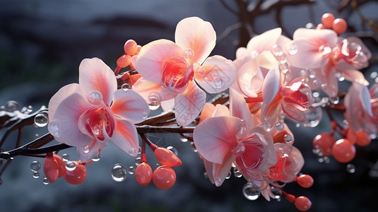 红色兰花蝴蝶兰美丽的花朵设计图片