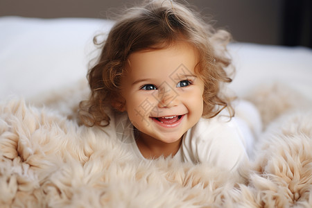 微笑的宝宝毯子头发高清图片