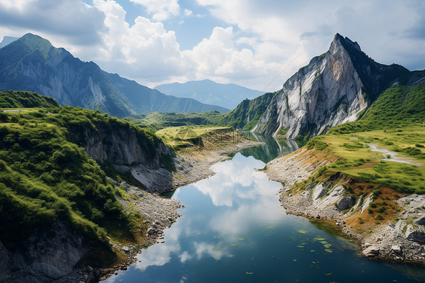 山谷中的河流图片