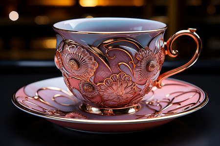 粉色水晶茶杯高清图片
