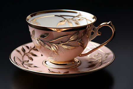 粉色金色双圆环优雅永恒的茶杯套装背景