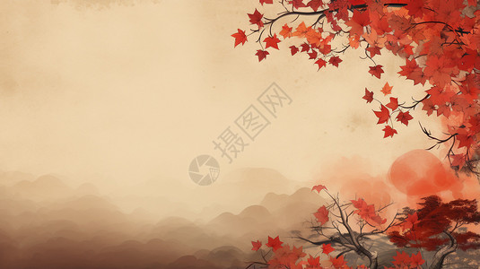 秋天的枫叶插画背景图片
