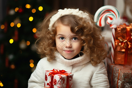 小女孩欢庆圣诞图片