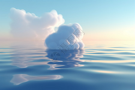 3D湖面美丽的云朵图片