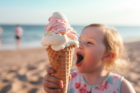 享用冰淇淋的夏日时光高清图片