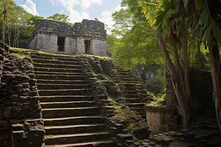 玛雅文明丛林遗迹背景图片