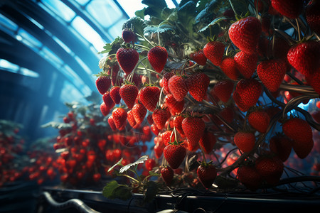 温室草莓高科技温室中的未来农业设计图片