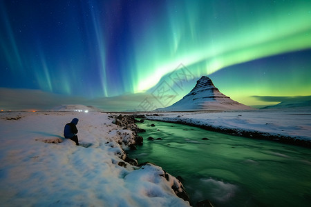 夜晚的北极星背景图片