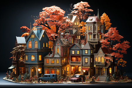 小镇景观模型图片