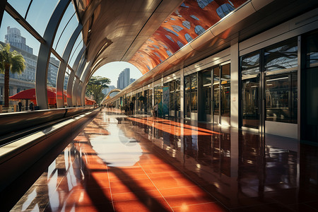 现代城市中的火车站图片