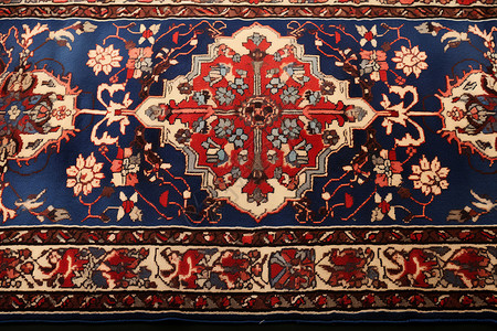 蓝红古董波斯地毯图片