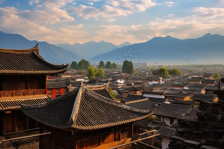 著名的丽江古城景观背景图片