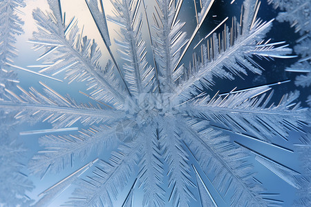 蓝色霜降节气雾凇霜冻的雪花图案背景