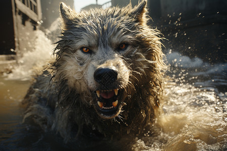 防狼喷雾水里的狼背景