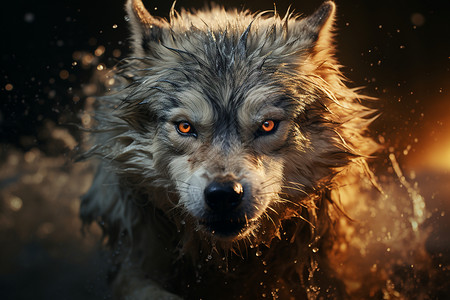 凶猛的狼防狼喷雾高清图片