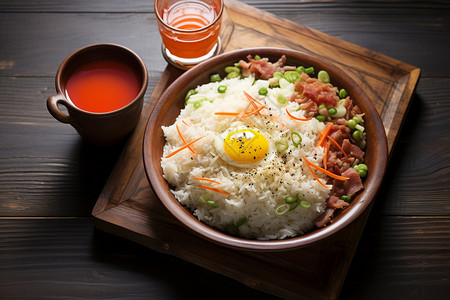 一碗米饭煎蛋图片
