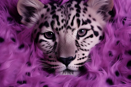 豹子头裹在紫色毛皮里背景图片