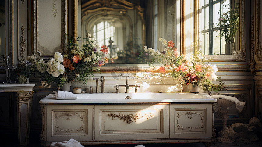 浴室洗手盆镜子图片
