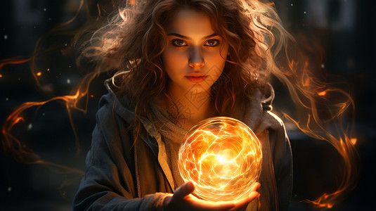 魔法火焰神秘的魔法女孩设计图片