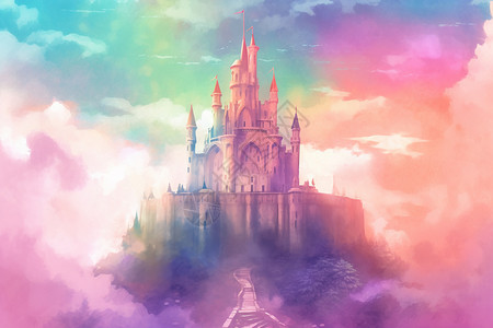 梦幻的中世纪童话城堡背景图片
