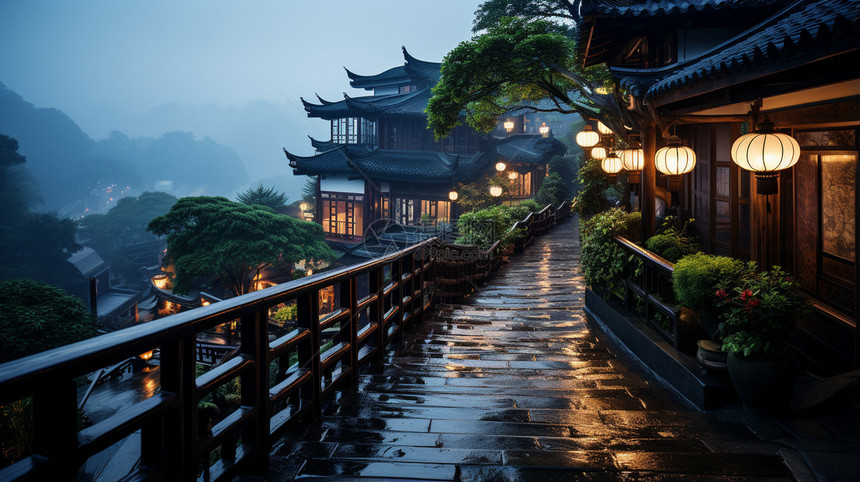 雨后山村里的小路图片