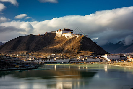 西藏布达拉宫的美丽景观背景图片