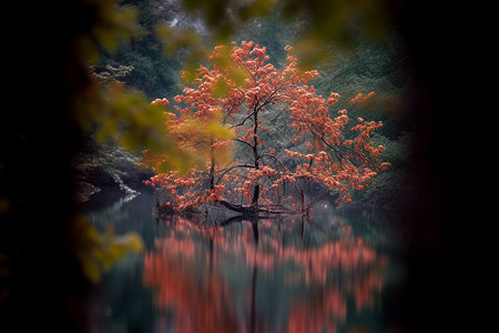 神秘的秋天森林景观图片